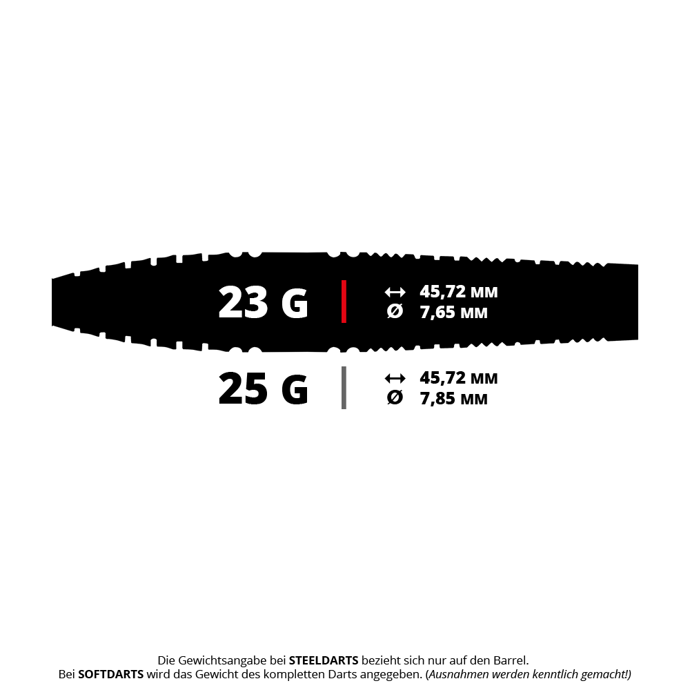 Red Dragon Recon Torpedo Steel Darts Das Bild zeigt einen Red Dragon Recon Torpedo Steeldart mit 23 Gramm. Es handelt sich um einen Wurfpfeil für das Dartspiel.