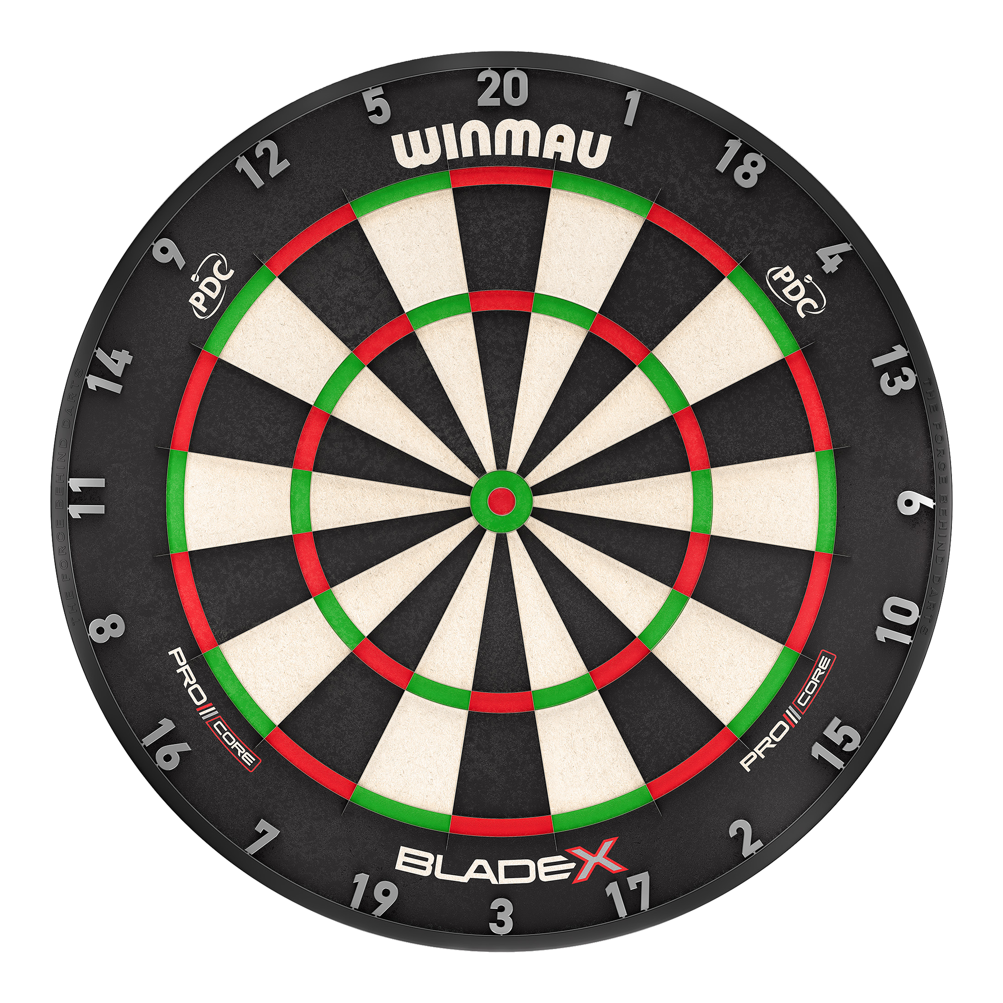 Winmau Blade X ProCore steel dartboard Das Bild zeigt das Produkt Winmau Blade X ProCore Steeldartboard. Es handelt sich um eine hochwertige Steeldartscheibe für professionelle Dartspieler.