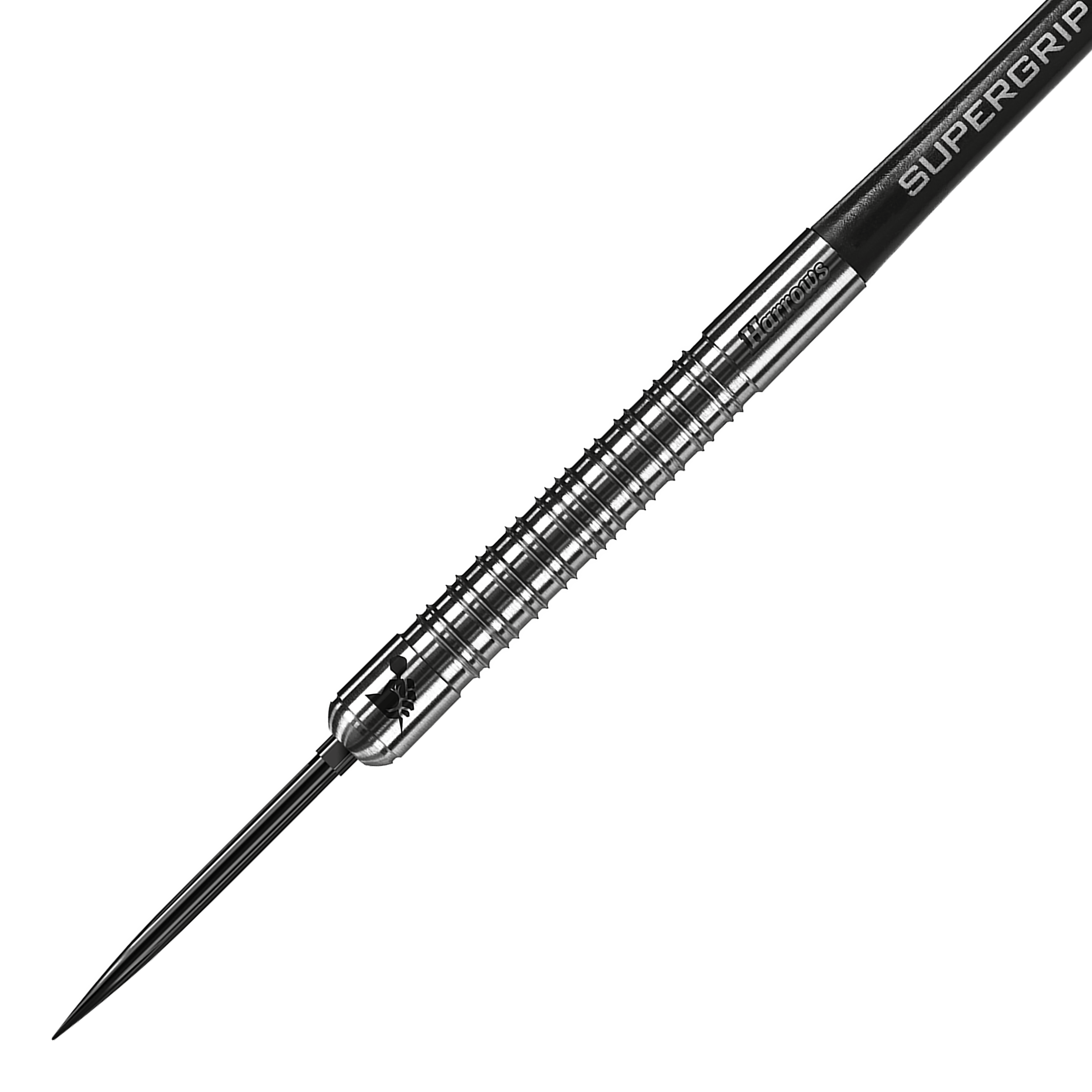 Harrows Supergrip 90 Quick Point Steel Darts Das Bild zeigt die Harrows Supergrip 90 Quick Point Steeldarts. Der Dart ist auf weißem Hintergrund abgebildet.
