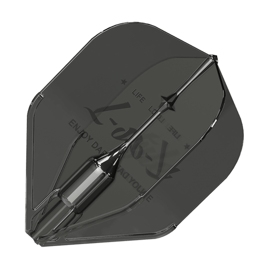 L-Style Fantom L1EZ Flights Black Das Bild zeigt ein schwarzes Dartflight des Modells „L-Style Fantom L1EZ“. Das Flight hat eine glänzende Oberfläche und ist mit dezentem Text bedruckt.