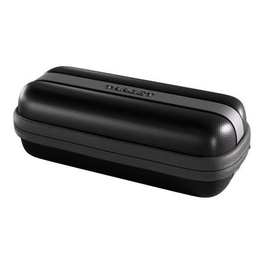 Target BOA Dartcase Das Bild zeigt ein schwarzes Dartcase von Target. Es ist kompakt und dient zur sicheren Aufbewahrung von Darts.