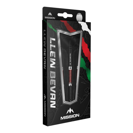 Mission Llew Bevan Black Red Electro Steel Darts - 23g Mission Llew Bevan Black Red Electro Steeldarts - 23g. Elegante Steeldarts in Schwarz und Rot, ideal für Dartspieler.