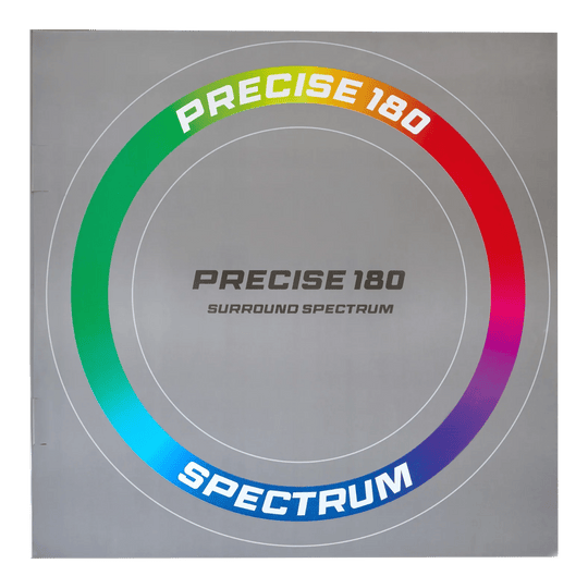 Zu sehen ist der Precise 180 Spectrum Dartboard Surround. Dieser Surround schützt die Wand beim Dartspielen.