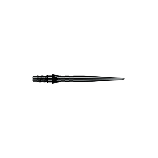 Winmau Switch Point Groove Steel Dart Tips - Black Zu sehen sind schwarze Winmau Switch Point Groove Steeldartspitzen mit einer Länge von 26 mm. Sie werden häufig als Ersatzspitzen für Steeldarts genutzt.
