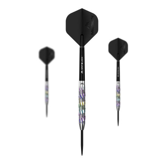 Mission Shuriken Steel Darts Mission Shuriken Steeldarts werden auch als Set angeboten. Auf diesem Bild ist ein komplettes Set der Mission Shuriken Steeldarts abgebildet.