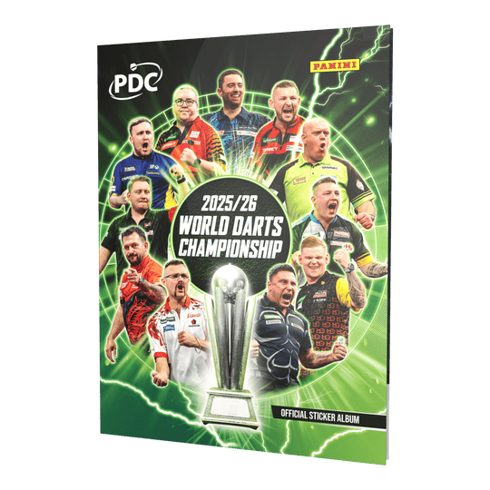 Panini PDC World Darts Championship 2025/26 - Official Sticker Hardcover Collector's Album Abgebildet ist das Panini PDC World Darts Championship 2025/26 - Official Sticker Hardcover Sammelalbum. Dieses Sammelalbum bietet Platz für Sticker zur Darts-Weltmeisterschaft.