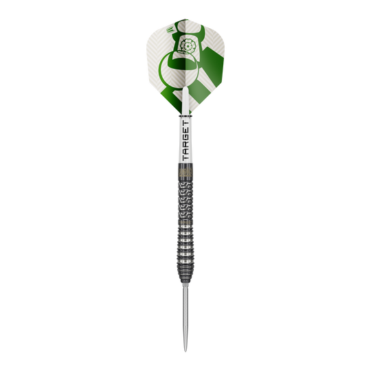 Target Charlie Manby Swiss Points steel darts Zu sehen ist Target Charlie Manby Swiss Points Steeldarts. Das Bild präsentiert einen einzelnen Dart aus dem Set.