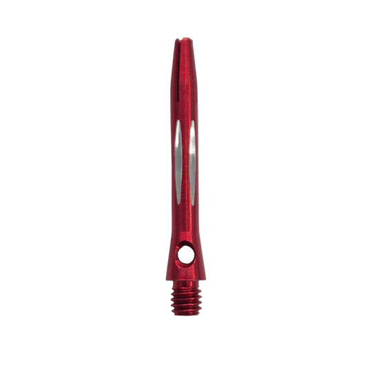 Diamond Cut Aluminum Shafts - Red - 35 mm Dieses Bild zeigt den Diamond Cut Aluminium Shafts - Rot - 35mm. Es ist ein Dart-Schaft aus rotem Aluminium mit Diamantschliff und 35mm Länge.