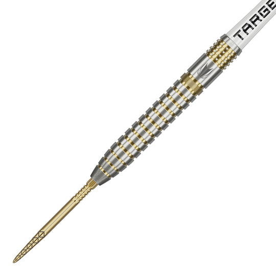 Abgebildet sind die Target Adrian Lewis Showdown Swiss Points Steeldarts. Die Darts haben ein spezielles Swiss Points Design.