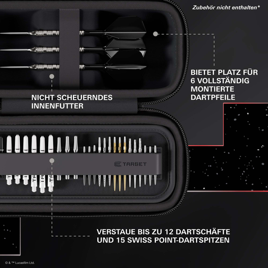 Zu sehen ist das Target Star Wars Boa Dartcase im Darth Maul-Look. Es eignet sich perfekt für alle, die Star Wars und Dartspiel genießen.