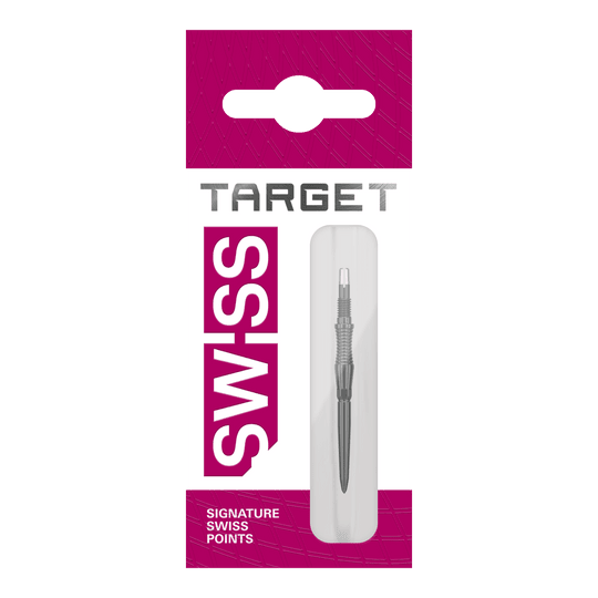 Target Swiss Point Dart Tips Signature RST - Black Dieses Bild zeigt schwarze Dartspitzen Signature RST von Target Swiss Point mit einer Länge von 30mm. Die Spitzen sind im Detail abgebildet.