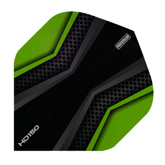 HD2024-Pentathlon-HD150-Black-Green HD 150 Pentathlon Flights Black/Farbig sind dreieckig angeordnet. Das Farbdesign ist charakteristisch.