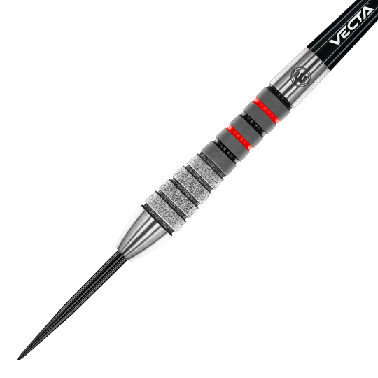 Winmau Dennis Priestley Diamond 3-Zero steel darts Dies ist ein Winmau Dennis Priestley Diamond 3-Zero Steeldart. Der Dartpfeil hat eine silberne Spitze und einen strukturierten Griff mit roten und schwarzen Akzenten.