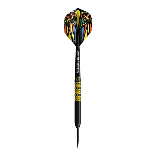 Zu sehen ist ein gelber Tungsten-Steeldart. Die Bezeichnung im Dateinamen lautet 'GD7000770 GOAT Athlete Yellow Tungsten Steeldarts 1'.