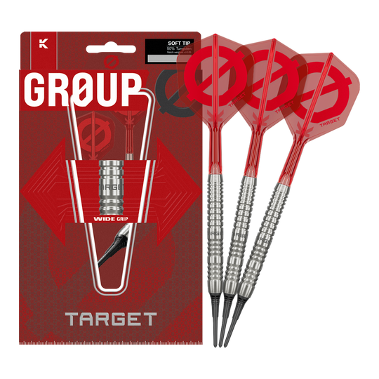 Target Group O 12 Softdarts Das Target Group O 12 Softdarts Set ist auf dem Bild zu sehen. Das vollständige Set ist ausgelegt.