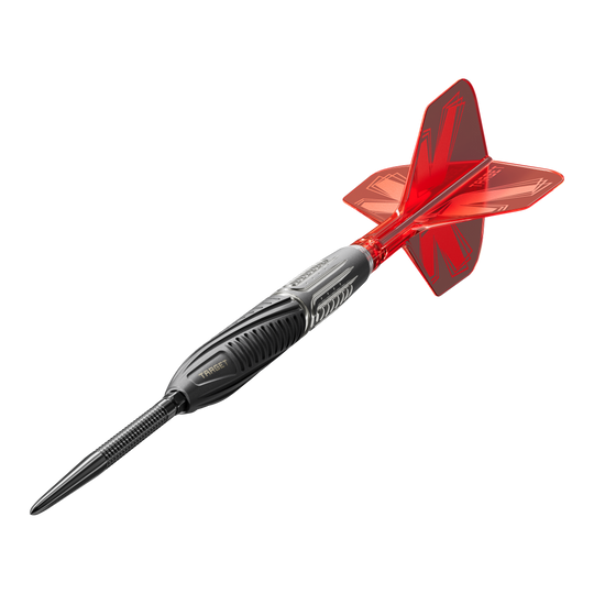 Target Shift Swiss Point Steel Darts Das Bild zeigt die Target Shift Swiss Point Steeldarts. Die Details der Spitzen und Griffflächen sind deutlich erkennbar.