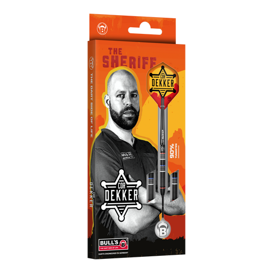 Zu sehen ist Bulls Cor Dekker The Sheriff Steeldarts - 23g. Der Dartpfeil eignet sich für anspruchsvolle Spieler und überzeugt durch seine Verarbeitung.