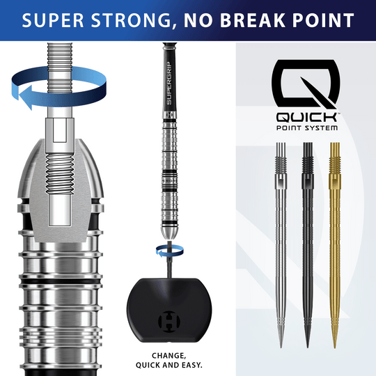 Harrows Quick Point Micro Ridge Dart Tips - Black Zu sehen sind Harrows Quick Point Micro Ridge Dartspitzen in Schwarz. Sie bieten eine spezielle Riffelung für einen festen Halt im Dart.