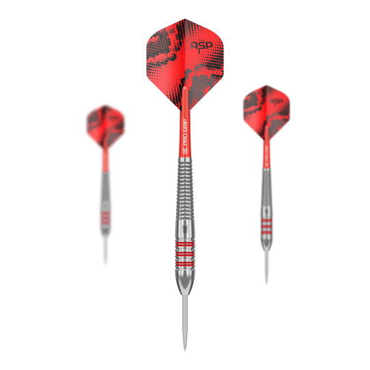 Dieses Bild zeigt das Set der Target Nathan Aspinall Brass Steeldarts - 22g. Das Set eignet sich perfekt für Einsteiger und Fortgeschrittene.