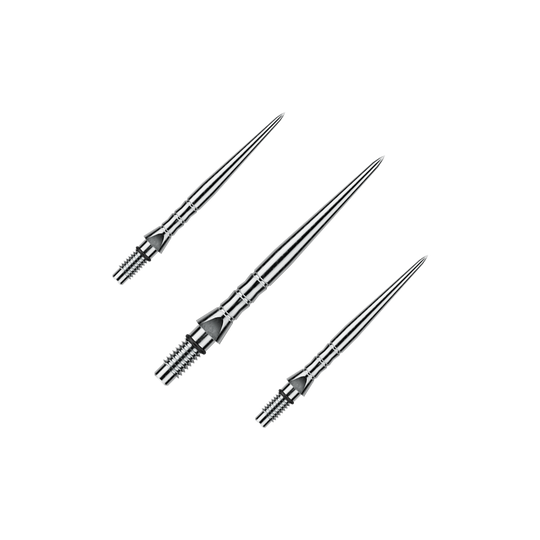 Winmau Switch Point Wave steel dart tips - Silver Effect Abgebildet sind Winmau Switch Point Wave Silver Effect Steeldartspitzen mit 26 mm Länge als Set. Die Steeldartspitzen sind im silbernen Wellendesign gestaltet.