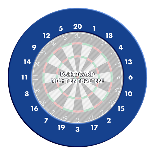 HD Numbers Dartboard Surround - Custom Colors Das Bild zeigt ein blaues HD-Zahlen Dartboard-Surround ohne Logo. Das Produkt ist rund und dient dem Schutz der Wand beim Dartspiel.