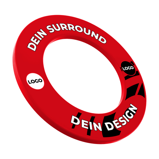 Auf dem Bild sieht man ein rotes Dartboard-Surround. Es wird zum Auffangen fehlgeworfener Darts verwendet.