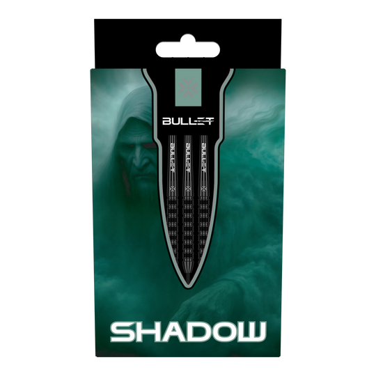 Auf dem Bild sieht man Bullet Shadow Steeldarts. Diese Steeldarts sind professionell gestaltet und eignen sich für das Steeldartspiel.