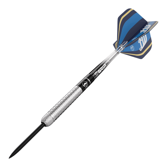 Das Bild zeigt Bulls Leon Weber Steeldarts. Dies sind hochwertige Steeldarts für das Dartspiel.