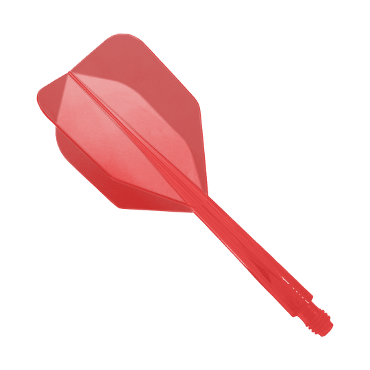 Condor Ax Red Flight System Small - XL - 37.5 mm Das Bild zeigt ein rotes Dartflight-System mit integriertem Schaft. Es handelt sich um das Modell "Condor Axe Red Flight-System Small - XL - 37,5 mm".