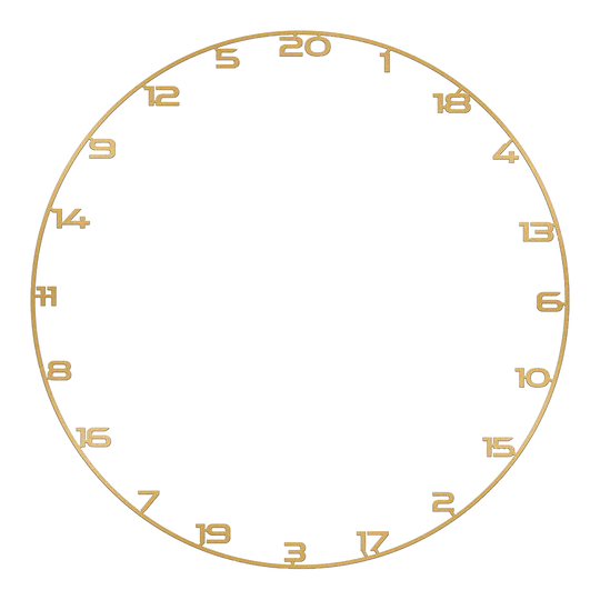Zu sehen ist ein Dartboard Zahlenring in Gold. Das Produkt heißt 'BT1000160 Bullet Dartboard Zahlenring Gold 1'.