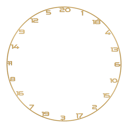 Bullet Dartboard Number Ring Zu sehen ist ein Dartboard Zahlenring in Gold. Das Produkt heißt 'BT1000160 Bullet Dartboard Zahlenring Gold 1'.