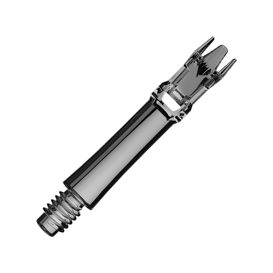 Mehrere schwarze transparente Ersatzshafts sind zu sehen. Die Shafts liegen geordnet nebeneinander.