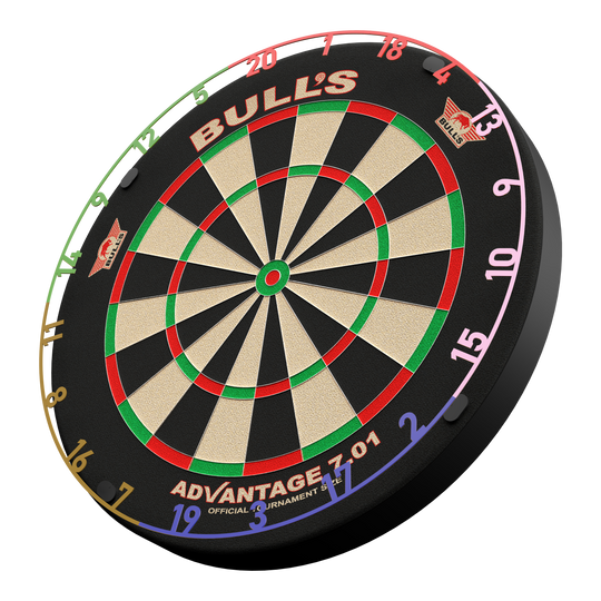 Zu sehen ist das Bulls NL Zahlenring Number Ring Set - 5 Farben. Das Set beinhaltet mehrere bunte Zahlenringe für Dartscheiben.