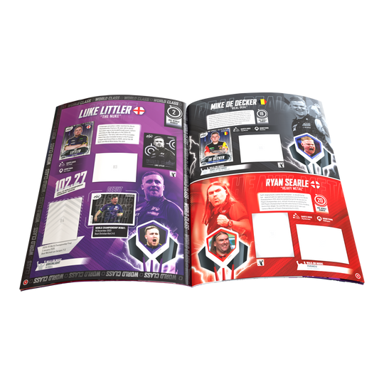 Panini PDC World Darts Championship 2025/26 - Official Sticker Softcover Collector's Album Das Bild präsentiert das Panini PDC World Darts Championship 2025/26 Sticker Softcover Sammelalbum. Mit diesem Album können Fans Sticker der Dart-Weltmeisterschaft sammeln und ordnen.