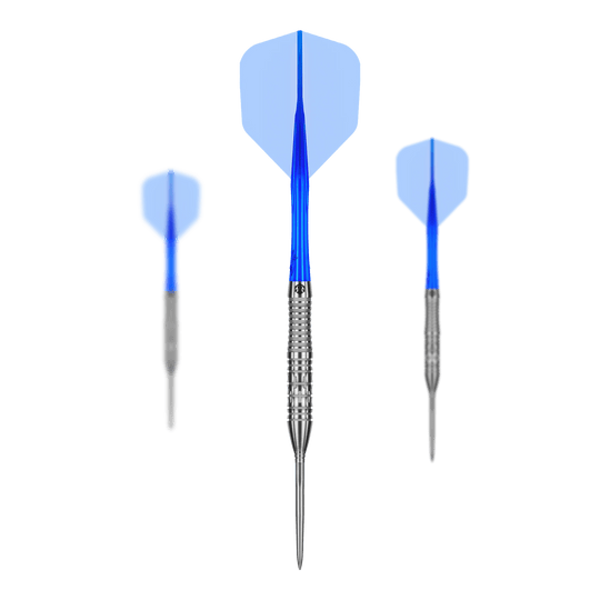 Abgebildet sind die Caliburn Rix EZ-EVO R2 Steeldarts als Set. Das Produkt ist für Dartspieler und Sammler interessant.