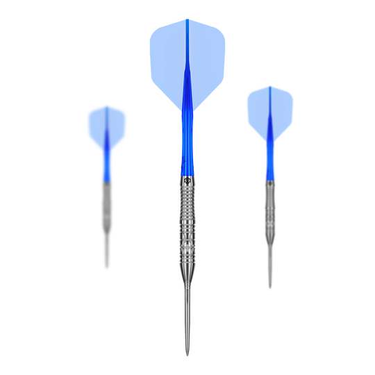 Caliburn Rix EZ-EVO R2 steel darts Abgebildet sind die Caliburn Rix EZ-EVO R2 Steeldarts als Set. Das Produkt ist für Dartspieler und Sammler interessant.