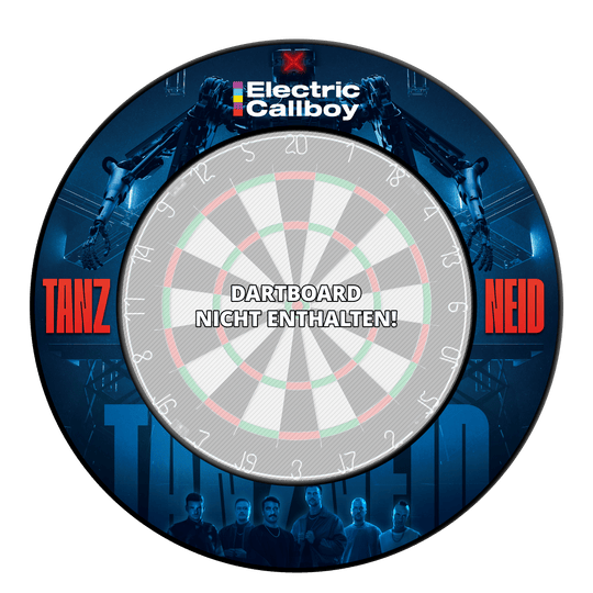 Electric Callboy Dance Envy Dartboard Surround Zu sehen ist vermutlich das Produkt 'EC01 Electric Callboy Tanzneid Dartboard Surround 3'. Es ist ein Schutzring für eine Dart-Scheibe.