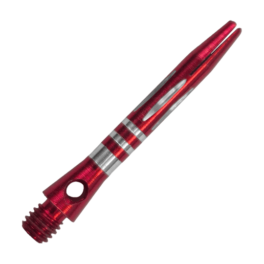 Ringed Diamond Cut Aluminum Shafts - Red - 35 mm Hier ist der Ringed Diamond Cut Aluminium Shafts - Rot - 35 mm zu sehen. Der Aluminium-Schaft ist rot und mit Ringen versehen.