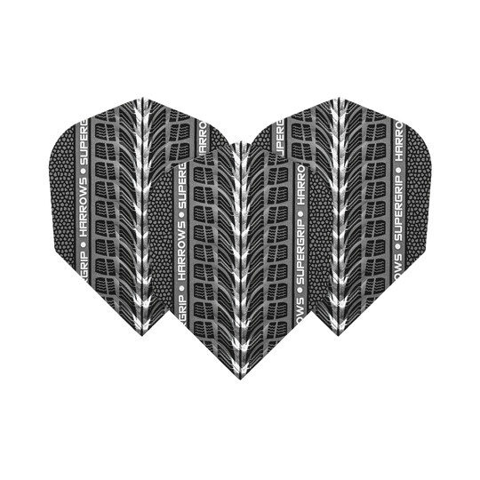 Harrows Supergrip White No6 Flights Harrows Supergrip Weiß No6 Flights sind abgebildet. Das Bild zeigt weiße Dart-Flights der Marke Harrows.