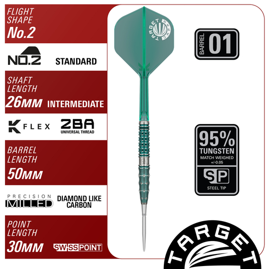 Zu sehen sind Target Japan Mikuru Suzuki The Miracle GEN7 Swiss Point Steeldarts - 23g. Diese Steeldarts zeichnen sich durch Präzision und eine spezielle Optik aus.
