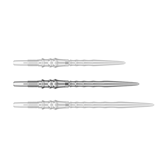 Target Japan Premium Swiss Point Dart Tips - Silver Hier sieht man eine einzelne silberne SwissPoint-Dartspitze mit 35 mm Länge. Die Spitze ist Teil der Target Japan Premium Serie.