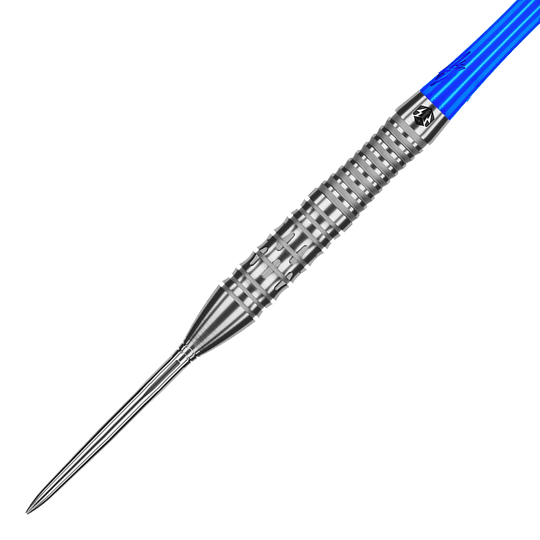 Das Bild zeigt die Caliburn Rix EZ-EVO R2 Steeldarts. Die Darts sind hochwertig verarbeitet und für den professionellen Gebrauch geeignet.