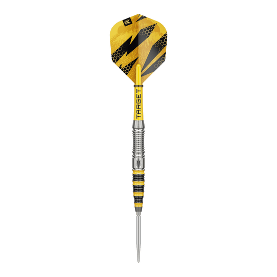 Target Buzz 03 Swiss Points steel darts Dieses Bild zeigt Target Buzz 03 Swiss Points Steeldarts aus einer anderen Perspektive. Die Darts zeichnen sich durch ihr präzises Design aus.
