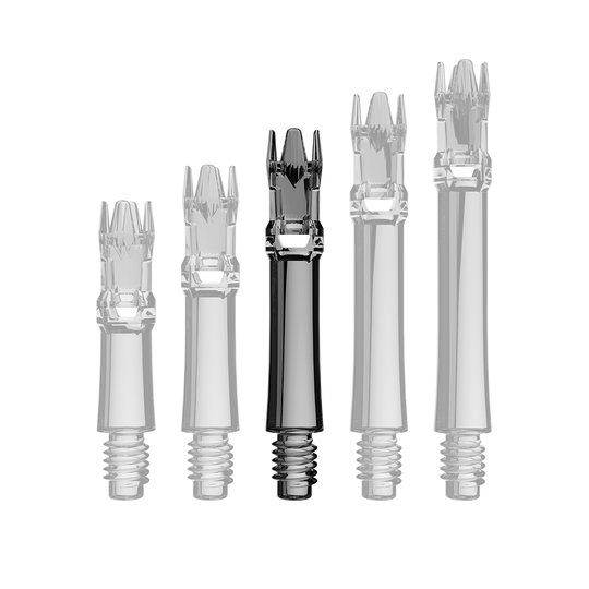 Das Produkt zeigt einzelne Ersatzshafts in durchsichtigem Schwarz. Die Shafts liegen parallel.