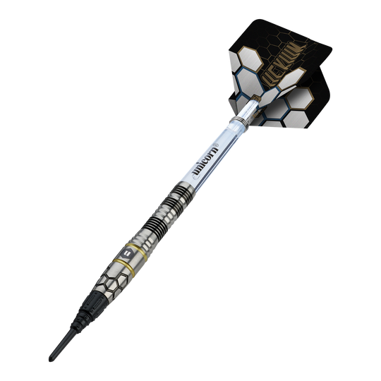 Unicorn Hexium Style 01 Black & Gold Soft Darts - 22g Unicorn Hexium Style 01 Black & Gold Softdarts - 22g ist ein hochwertiger Softdart mit stilvollem Design. Er bietet ausgezeichnete Griffigkeit und ist für anspruchsvolle Spieler geeignet.