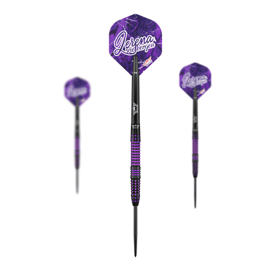 Bulls NL Lerena Rietbergen steel darts - 24g Auf dem Bild sieht man das Set der Bulls NL Lerena Rietbergen Steeldarts - 24g. Die Steeldarts werden vollständig präsentiert.