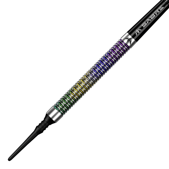 Auf dem Bild sieht man Mission Kaleidos Softdarts - 19g. Diese Softdarts sind für Präzision und gutes Handling bekannt.