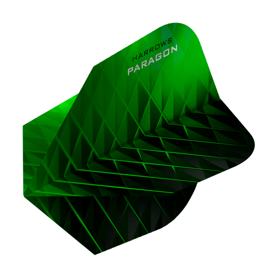 HR7600_Harrows_Paragon_Green_No2_Standard_Flights_3 Harrows Paragon No2 Standard Flights mit modernen Akzenten. Die Flights legen eine kompakte Form an.