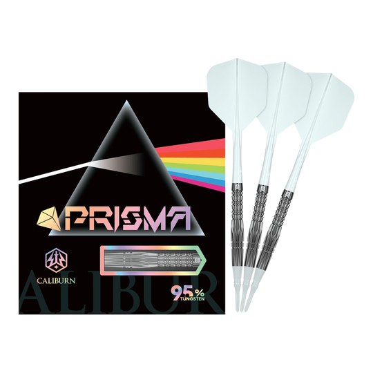 Caliburn Prisma P1 soft darts - 19g Das Bild zeigt den vollständigen Caliburn Prisma P1 Softdart mit 19g. Dieses Produkt eignet sich ideal für Softdartspieler.
