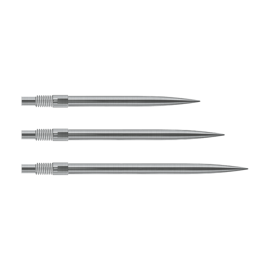 Harrows Quick Point Dart Tips - Silver Das Bild zeigt silberne Harrows Quick Point Dartspitzen. Sie sind für Dartspieler zum einfachen Wechsel der Spitzen gedacht.